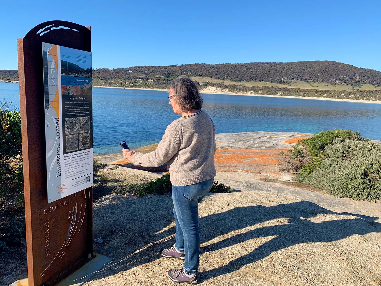 interpretation signage on the Furneaux Geotrail, Flinders Island
